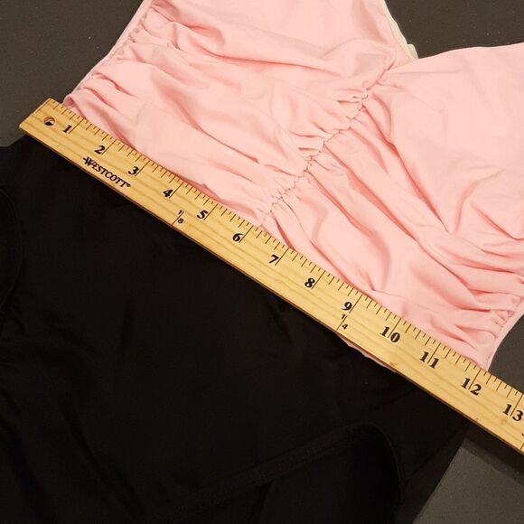 Trimshaper Pink and Black One Piece Rouched Swimsuit - Picture 8 of 11